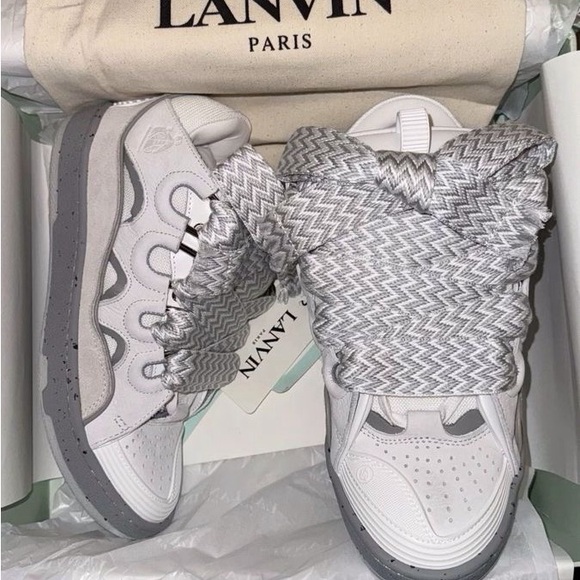 Lanvin White and Gray Chunky Sneakers - Picture 1 of 1